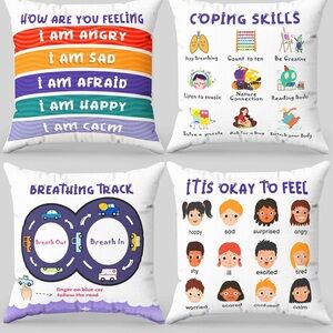 Calming Corner Feelings & Coping Skills Pillow Cases set of 2
